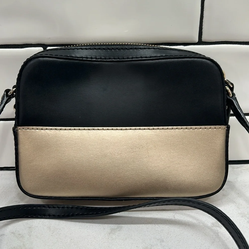 Kate Spade $178 Ivy Street Clover Crossbody Genuine Cowhide Leather Black Gold